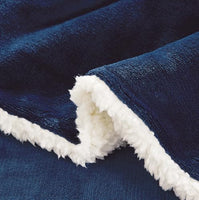 2-in-1 Teddy Sherpa Quilt Cover Set (Navy Blue, Double)