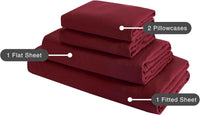 Vintage Washed Microfibre Sheet Set (Burgundy, Double)