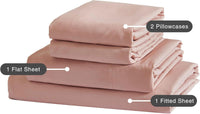Vintage Washed Microfibre Sheet Set (Pink, Double)