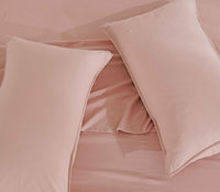 Vintage Washed Microfibre Sheet Set (Pink, Double)
