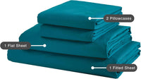 Vintage Washed Microfibre Sheet Set (Teal, Double)
