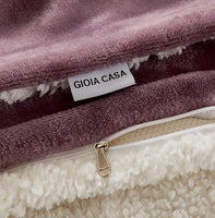 2-in-1 Teddy Sherpa Quilt Cover Set (Mauve, Queen)