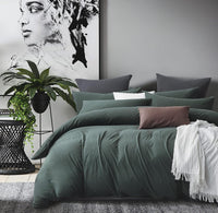 100% Jersey Cotton Quilt Cover Set - Green - King