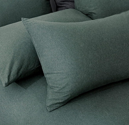 100% Jersey Cotton Quilt Cover Set - Green - King