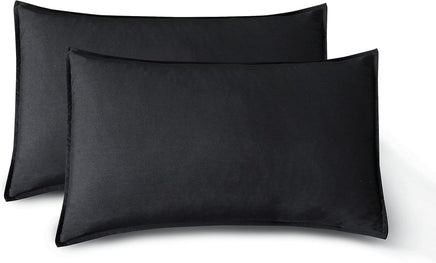 Vintage Washed Microfibre King Pillowcases - Ultra Soft & Skin-Friendly - Set of 2 - 50cm x 90cm (Black)