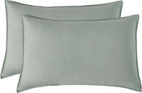 Vintage Washed Microfibre King Pillowcases - Ultra Soft & Skin-Friendly - Set of 2 - 50cm x 90cm (Sage)