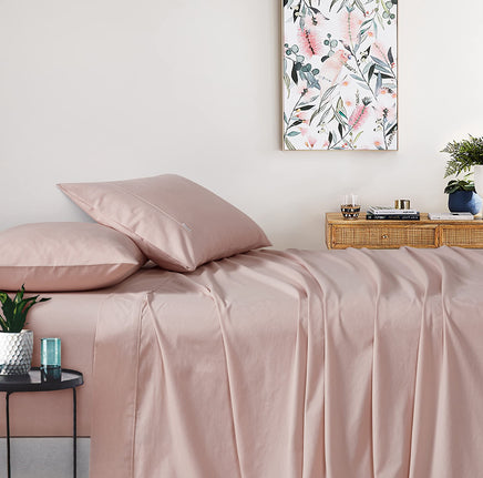 Gioia Casa Vintage Washed 100% Cotton Soft Breathable Sheet Set - Pink - King Single