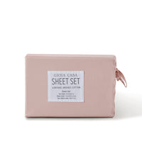 Gioia Casa Vintage Washed 100% Cotton Soft Breathable Sheet Set - Pink - King Single