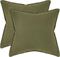 Linen Cushion Covers - 30% Linen 70% Cotton Blend, Soft & Breathable with Hidden Zipper Design - Olive Green, 45cm x 45cm ...