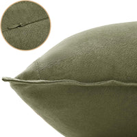 Linen Cushion Covers - 30% Linen 70% Cotton Blend, Soft & Breathable with Hidden Zipper Design - Olive Green, 45cm x 45cm ...