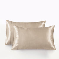 Satin Pillowcases - Silky Soft Polyester Satin with Zipper Closure - Champagne, 48cm x 73cm (Twin Pack)