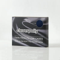 Satin Pillowcases - Silky Soft Polyester Satin with Zipper Closure - Navy Blue, 48cm x 73cm (Twin Pack)