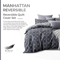 Gioia Casa 100% Cotton Manhattan Reversible Printed Quilt Cover Set - Super King Size