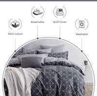 Gioia Casa 100% Cotton Manhattan Reversible Printed Quilt Cover Set - Super King Size