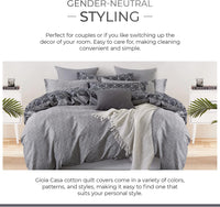 Gioia Casa 100% Cotton Manhattan Reversible Printed Quilt Cover Set - Super King Size