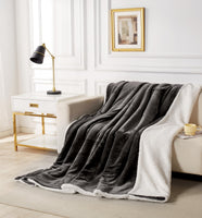 Gioia Casa 2 in 1 Teddy Sherpa Quilt Cover Set and Blanket (Charcoal, Super King)