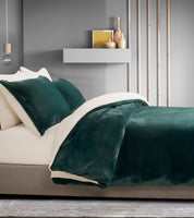 Gioia Casa 2 in 1 Teddy Sherpa Quilt Cover Set and Blanket (Emerald Green, Super King)