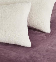 2-in-1 Teddy Sherpa Quilt Cover Set (Mauve, Super King)