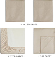 Vintage Washed Microfibre Sheet Set with 2 Pillowcases - Linen - Super King