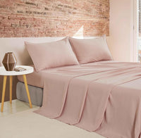 Vintage Washed Microfibre Sheet Set (Pink, Super King)