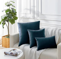 Twin-Pack Velvet Cushion Covers - Soft Microfibre Cushion Covers with Hidden Zipper (Dark Teal, 65cm*65cm)