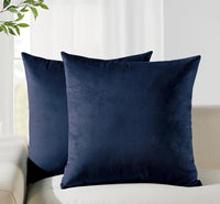 Twin-Pack Velvet Cushion Covers - Soft Microfibre Cushion Covers with Hidden Zipper (Navy Blue, 65cm*65cm)