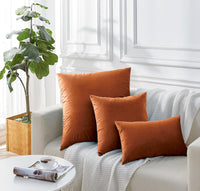 Twin-Pack Velvet Cushion Covers - Soft Microfibre Cushion Covers with Hidden Zipper (Terracotta, 65cm*65cm)