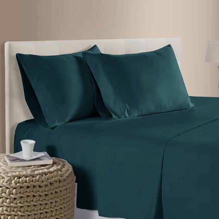 400TC 100% Cotton Sateen Premium Sheet Set 40cm Wall Dark Teal Queen