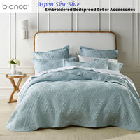 Bianca Aspen Sky Blue Embroidered Bedspread Set King