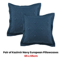 Bianca Pair of Kazimir Navy European Pillowcases