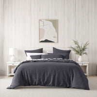 Bianca Kahlani Charcoal Waffle Quilt Cover Set Queen