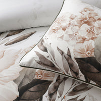 Bianca Somerset White Cotton Sateen Floral Quilt Cover Set Queen