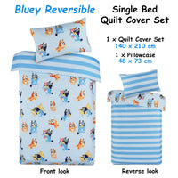 Bluey Bingo Reversible Striped Licensed Quilt Cover Set Single