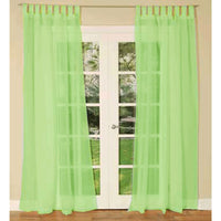 Pair of Sheer Mosquito Net Tab Top Curtains 150 x 240 cm Lime