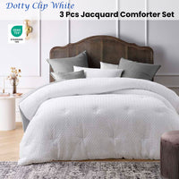 Accessorize Dotty Clip White 3 Piece Jacquard Comforter Set King