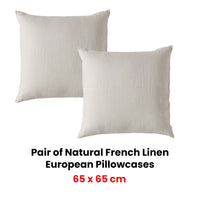Vintage Design Homewares Pair of Natural French Linen European Pillowcases