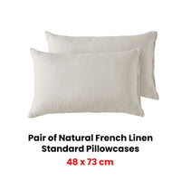 Vintage Design Homewares Pair of Natural French Linen Standard Pillowcases