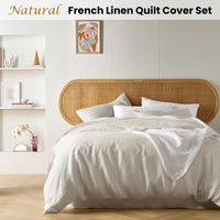 Vintage Design Homewares Natural French Linen Quilt Cover Set Double