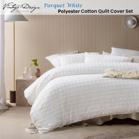 Vintage Design Homewares Parquet White Polyester Cotton Quilt Cover Set Queen