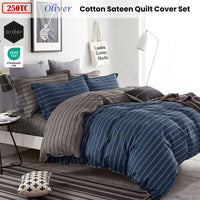 Ardor 250TC Oliver Stripes Cotton Sateen Quilt Cover Set Queen