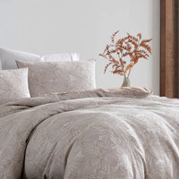 Ardor Avena Almond Textured Floral Jacquard Quilt Cover Set Queen