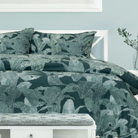 Ardor Indra Teal Palm Leaf Printed Quilt Cover Set King