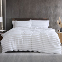 Ardor Jax White Chunky Faux Fur Quilt Cover Set King