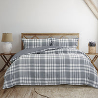 Ardor Ronan Grey Plaid Jacquard Quilt Cover Set King