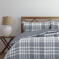 Ardor Ronan Grey Plaid Jacquard Quilt Cover Set King