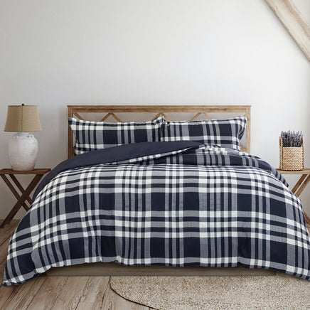 Ardor Ronan Navy Plaid Jacquard Quilt Cover Set King