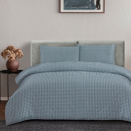 Ardor Rowe Teal Textured Seersucker Quilt Cover Set King