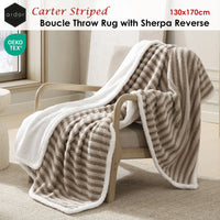 Ardor Carter Striped Boucle Throw Rug with Sherpa Reverse 130x170cm
