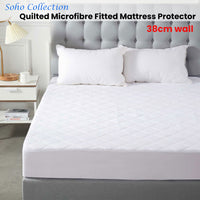Soho Collection Quilted Microfibre Fitted Mattress Protector 38cm Wall King Single