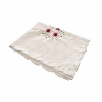 Isadora Flowers Off White Embroidered Rectangular Tablecloth 180 x 275 cm